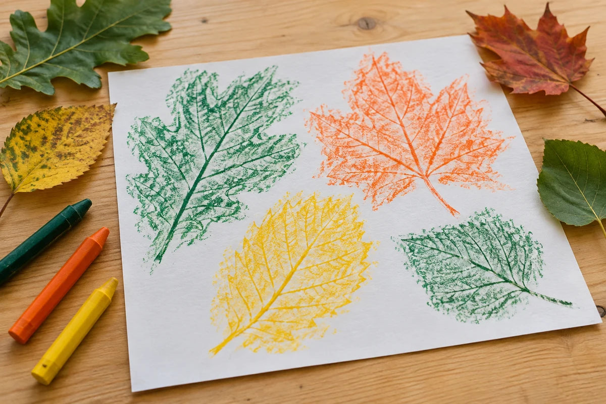 Leaf Rubbing Art finished craft