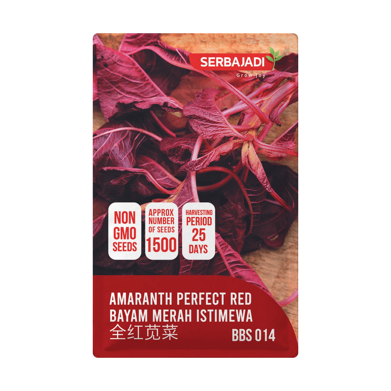Serbajadi Amaranthus Perfect Red Seeds VS014 seed packet on a white background.