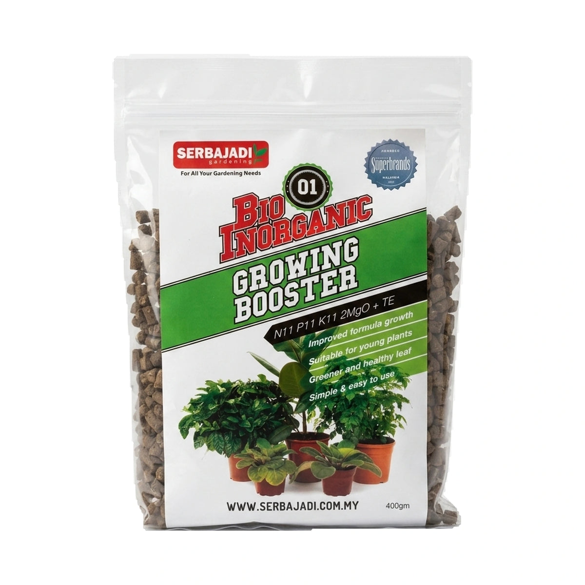 Serbajadi Bio Inorganic Growing Booster 01 Fertiliser - Boosts Leafy Growth - Prevents Stunted Growth & Dull Leaves