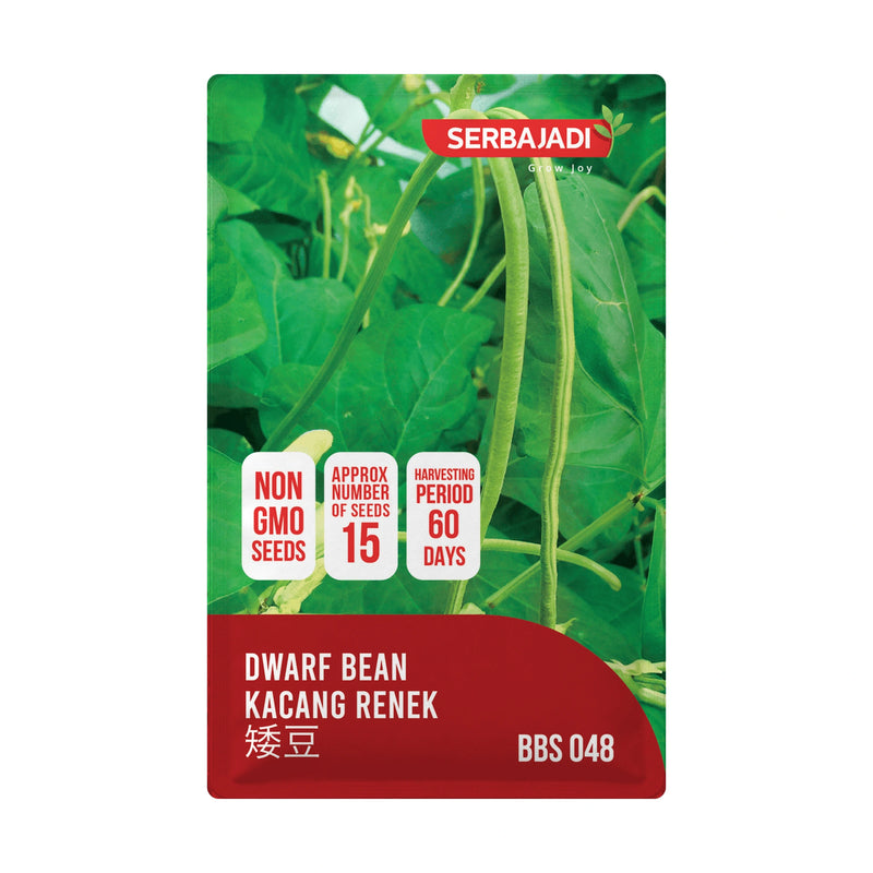 Serbajadi Dwarf Bean Seeds VS048 seed packet on a white background.
