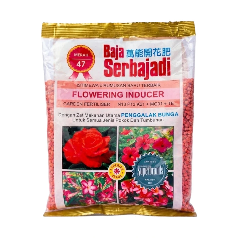 Serbajadi Flowering Inducer 47 400g on a white background.