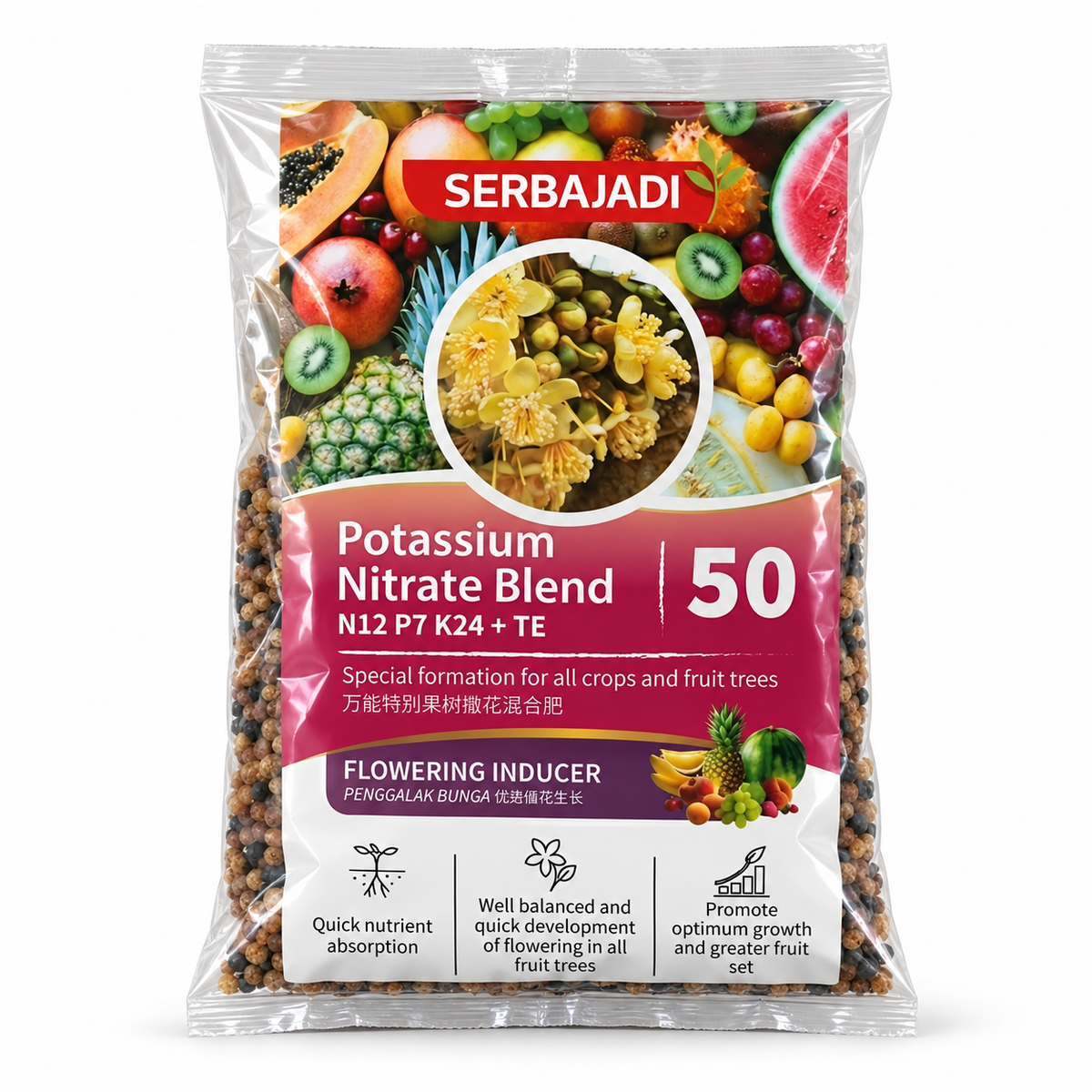 Serbajadi Fruit Tree Flowering Inducer 50 Fertiliser - Promotes Flowering For Fruit Trees