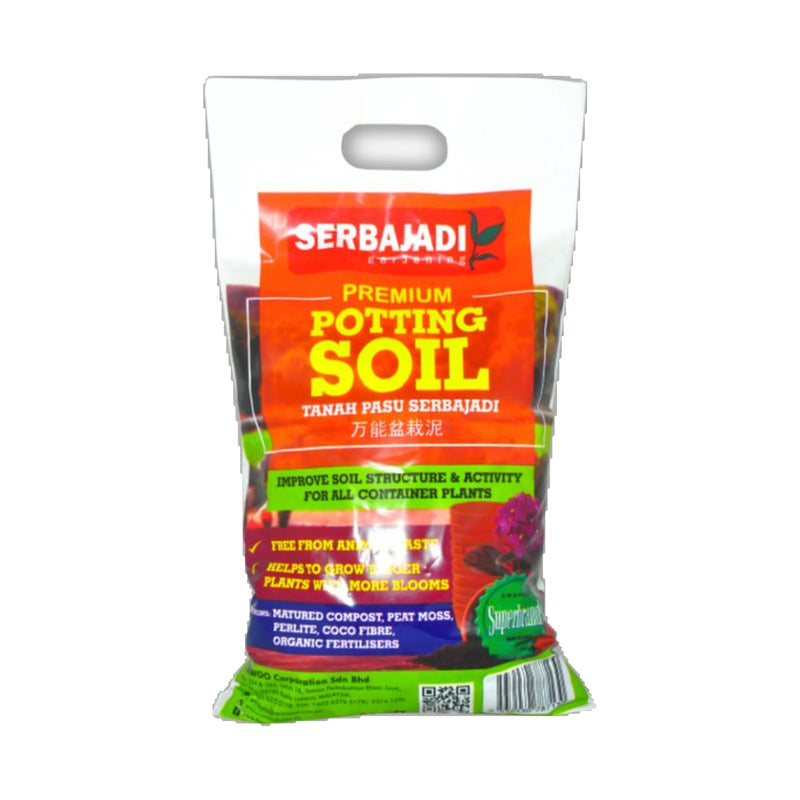 Serbajadi Potting Soil on a white background.