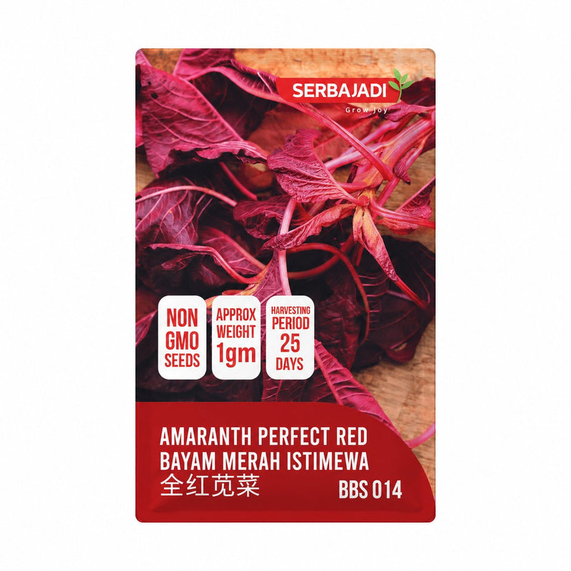 Serbajadi Amaranthus Perfect Red Seeds VS014 seed packet on a white background.