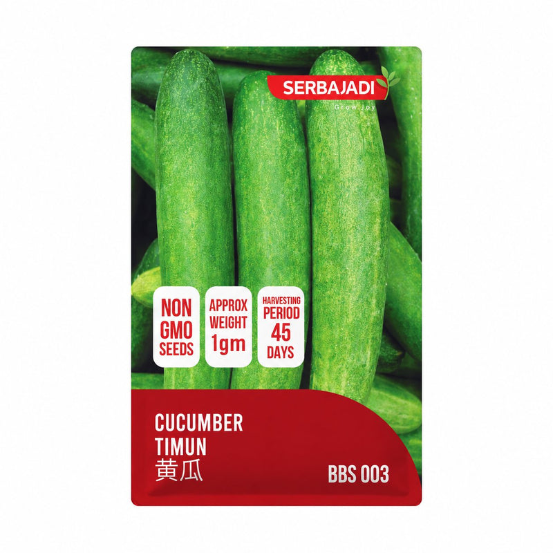 Serbajadi Cucumber Seeds VS003 seed packet on a white background.