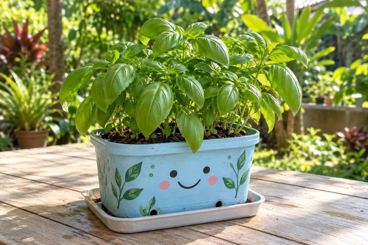 Windowsill Basil Pot growing project
