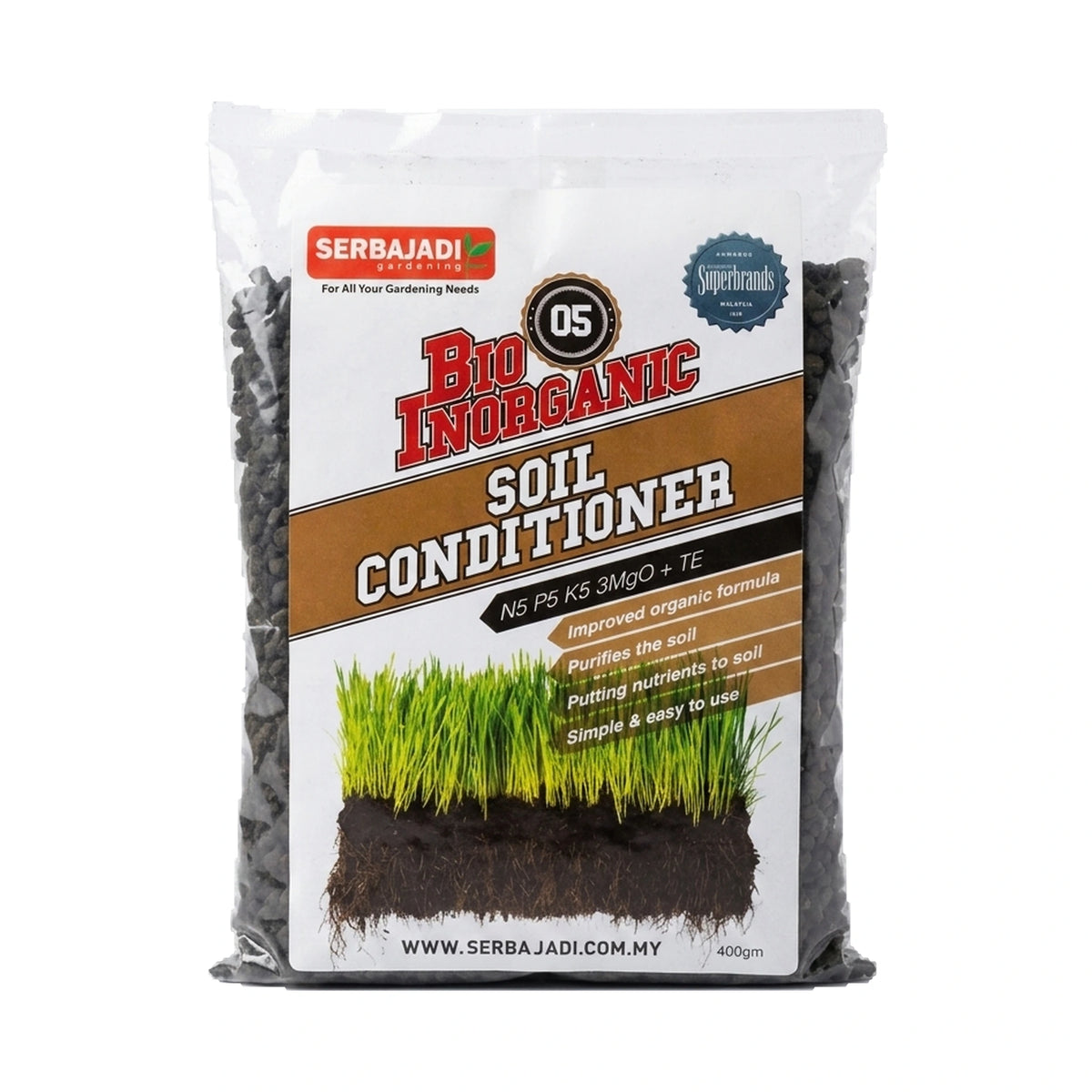 Serbajadi Bio Inorganic Soil Conditioner 05 - Boosts Soil Health & Plant Growth - Combats Poor Soil Health