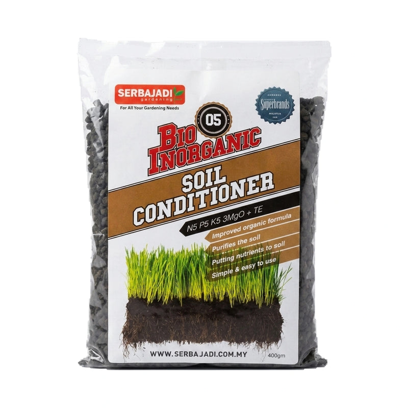 Serbajadi Bio-Inorganic Soil Conditioner 05 on a white background.
