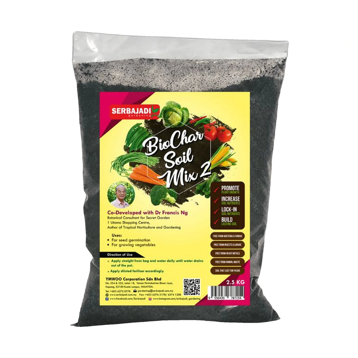 Serbajadi Biochar Soil Mix 2 - Boosts Root Growth & Nutrient Retention for Weak Roots & Poor Soil Health