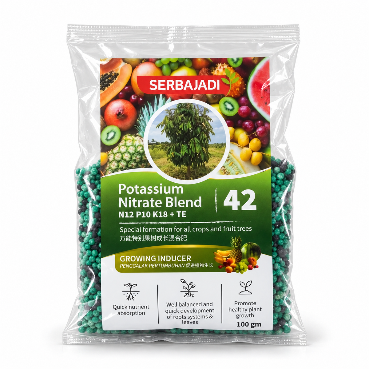 Serbajadi Fruit Tree Growing Inducer 42 Fertiliser - Boosts Growth & Root Development for Young Fruit Trees