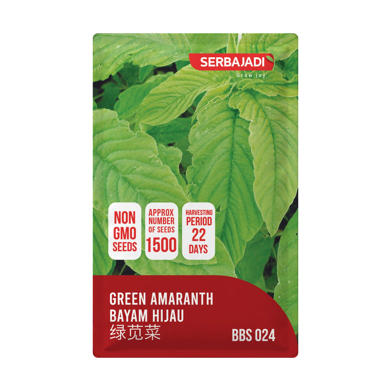 Serbajadi Green Amaranthus Seeds VS024 seed packet on a white background.