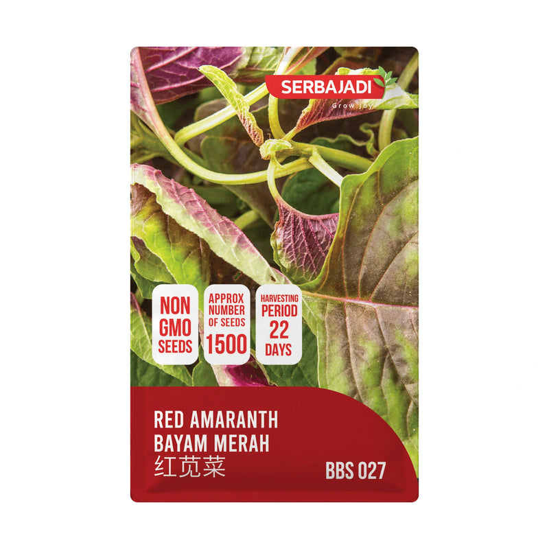 Serbajadi Red Amaranthus Seeds VS027 seed packet on a white background.